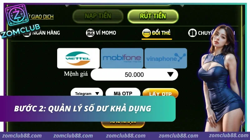 Các bước rút tiền ZomClub gồm đăng nhập chọn rút tiền nhập số tiền và xác nhận giao dịch