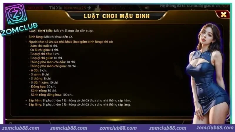 Hình ảnh Mau Binh Zomclub 1 1 trong bài viết Mậu Binh Zomclub: Cách xếp bài và mẹo thắng từ cao thủ. Nghệ thuật sắp xếp 3 chi bài là chìa khóa mở ra cánh cửa chiến thắng