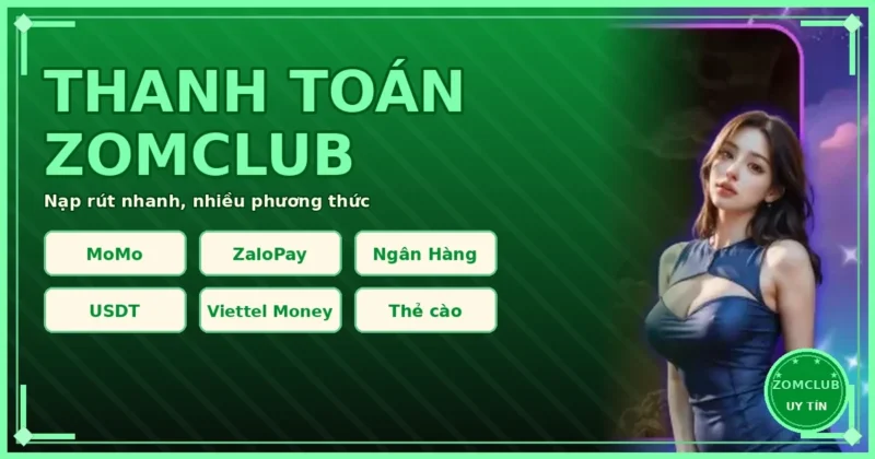 Hình minh họa ngân hàng, ví điện tử và phương thức thanh toán tại ZomClub